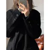 Costumes pour femmes UNXX noir rue Tweed Blazer épaissi coréen surdimensionné veste femmes 2023 automne hiver manteau