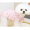犬のアパレルチェリープリントペットの服ホワイトピンクフライングスリーブパーカーガールズスウェットシャツ小さな犬Bichon Puppy Cat bottomingシャツl