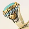 Wedding Rings Antique Silver Color Vintage Stone Ring Fashion Jewelry Turquoises Finger For Women Men Party Gift