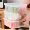 Förvaringsflaskor kylskåp stapelbara klara grönsaksbehållare för kök med lock 4