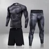 Erkek Trailsits Hızlı kuru koşu Tişörtleri Setleri Sıkıştırma Sporları Sıska Taytlar Sıska Taytlar Giysiler Gym Rashguard Fitness Spor Giyim