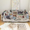 Filtar textil stad ins jigsaw pussel kasta filt jacquard väv graffiti hem dekorativa tofsar tapestry utomhus camping matta 230818