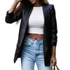 Femme Cuir Femme Manteau Couleur unie Poches Cardigan Ample Maille Ouverte Habiller Faux Col Rabattu Automne Pour Un Usage Quotidien