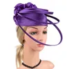 Chapeaux à large bord seau femmes Derby robe église thé fête mariage chapeau fleur Satin Fedoras 230818