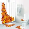 Tende per doccia set tende per doccia set di zucche di ringraziamento foglie autunnali di novembre con tappeti non slips coperchio per bagno tappetino da bagno set da bagno R230821