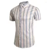 Mäns casual skjortor mode 12 stil design kort ärmskjorta randig vit blå strandblus 2023 sommarkläder överdimensionerad 5xl 6xl 7xl