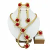 Örhängen halsband mode kvinnliga smycken set senaste trendiga brasilianska dubai guldpläterade bröllop brud färgglada blommor halsband gåvor fhk15616 230820