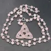 Collares pendientes Piedra de cuarzo rosa natural Calado Triángulo Collar Reiki Encanto Moda DIY Fabricación de joyas Accesorio Venta al por mayor 1 pieza
