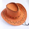 Basker män kvinnor vilda väster fancy cowgirl cowboy hattar västra huvudkläder cap klassiker vaqueros unisex hatt mode för resor