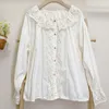Women's Blouses Pastroal Style Sweet Doll Collar Lace Embroidered Shirt Loose Women Tops Chic Cotton Blouse Quinceanera Lolita Shirts