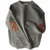 メンズパーカースウェットシャツ男性プルオーバーセーターファッションパッチデザインニットセーターメンハラジュクストリートウェアoネック因果プルオーバーメンズプラスサイズ230821