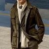 Erkek trençkotları retro rüzgar kırıcı ceket kış sonbahar için şık çok cep fonksiyonel şık dış giyim iş ceketi