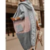 Malhas femininas Tees Cardigans Knit Sweater Women Women Spring Autumn Winter Letter Maxi Loose Coat Soft Jacquard Y2K E-GIRL Long Knit