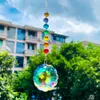 Garden Decorations Mandala Chakras Rainbow Crystal Prism Garland Suncatcher Glass Art Faceted Crystals Chandelier Pendant Home Hanging Decor 230818