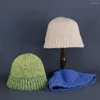 Bérets couleur unie casquette seau chapeau japon doux tricoté femmes coréen tricot hiver chaud Streetwear épaissi bassin laine