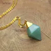 Hanger kettingen delivate aventurine jades ketting goud kleur afwerking koperen ketting rhombus vorm in 18 inch nm10622