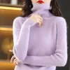 Donne Spa con cappuccio di felpe con cappuccio autunno e maglione invernale 100 Mink Cashmere High Neck Knitting Pullover Fashion Korean Soft Top 230821