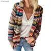 Femmes Tricots Tees Cardigan pour Femmes Pull 2023 Printemps Rayures Arc-En-Ciel Knitt Cardigan Pulls Vintage À Manches Longues Femmes Chandails D'hiver Manteau HKD230821