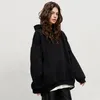 Kvinnors hoodies kvinnor överdimensionerade hösten vinter solid tjock varm huvtröjor kvinnlig casual långärmad trackover toppar streetwear