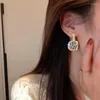 Boucles d'oreilles Vintage élégant 14K véritable plaqué or rayures géométriques pour femmes fille zircone S925 argent aiguille bijoux cadeau