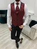 Moda menu garnitury do malowania druku ślubnego smoking szczyt lapel groom zużycie impreza PROM 3 szt. PCES PANTY KEDOWEJ KEDY ZAMIENIONY