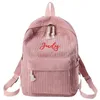 أكياس مدرسية شخصية Corduroy Women Women Schoolbag مخصصة لتدريب حقيبة الظهر التدريبية لضادة السرقة كيس الكتف للمراهق 230821