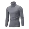 Мужские свитера Удобная футболка с мягкой палочкой Slim Fit Fit Slim Fit с высокой шее стильное тепло для осенней зимы