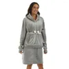 Lässige Kleider Winter Flanell mit Kapuze Frauen voller Ärmeln Kleid Female warm warm Korallenpyjamas Nachthemd dickes süßes Zuhause Schlafen