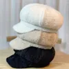 Bérets femmes automne hiver en peluche chapeau octogonal coupe-vent chaud doux étudiant fourrure artiste Sboy