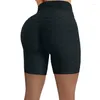 Short actif femme Yoga taille haute fesses sport Fitness Jacquard bulle pantalon couleur unie cinq Points élastique Sexy