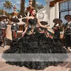 Мексиканские бальные платья Quinceanera с бантом Sweet 16 Платье Цветы Аппликации Бусы Жемчуг Vestidos De 15 Anos Платье для выпускного вечера 322