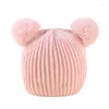 Haaraccessoires 2 stks/set Acryl Baby Beanie Solid Color for Born Bonnet Gloves Set Hat Girls Boys Boys Winter Warm Cap