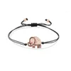 Bracelets porte-bonheur Rose plaqué or pavé zircon éléphant Bracelet pour femmes hommes tressé rouge chaîne corde noire réglable bijoux faits à la main