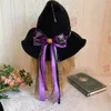 Basker bred Brim Witch Hat Cosplay Costume For Women Men Teenagers Halloween Party Decorations with Pendant Long Ribbon Tulle