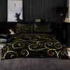 Bettwäsche -Sets Simlpy Black Bettwäsche -Set Hochwertiger Bettdecke Golden Geometrische Linien für König Kingsize -Bett mit Kissenbezug 230821 Drucken