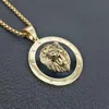 Charms Fashion Personality Animal Lion Head Gold Color Personlighet Domineering Pendant Necklace For Men Trend Hip Hop Street Jewelry 230821