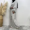 Ethnic Clothing Middle East Fashion Simple Women Stripes Muslim Dress Abaya Dubai Turkey Arabic Islamic Caftan Chiffon Robe