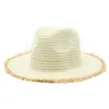 Bérets chapeau de paille femmes été grand large bord broderie Protection solaire disquette pliable chapeaux de plage pour raphia Panama Jazz Fedoras