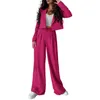 Women's Two Piece Pants 2 Casual Outfits Cropped Jackets High Waisted Wide Leg Pant Suit For Mother Of The Bride Suite Cases Women