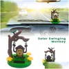 Interiördekorationer 1st Solenergi Dancing Cute Animal Swinging Animated Monkey Toy Car Styling Accessories Decor Kids Toys Gif Dhtnh