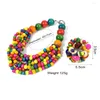 Halskette Ohrringe Set Bohemian Schichten Holzperlen farbenfrohe Big Perlen -Ketten Chicky Armband Afrikanische Sets 2023 UKEN