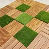 Decorative Flowers 1PC Waterproof Plastic Wood Flooring Garden Floor Boards Plant Lawn Mat Synthetic Grass Tile Splicing Outdoor