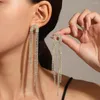 Boucles d'oreilles de luxe strass long gland fleur boucle d'oreille pour les femmes brillant géométrique droite fête bijoux en gros