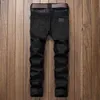 Designer de moda masculino rasgado jeans jeans de cola de retalhos Slim Fit Black Moto Denim Joggers para calças de jeans angustiadas masculinas214v