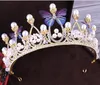 Cabeças de cabeça coroas pérolas de borboleta Cristal Jóias de jóias de cristal Tiaras Wedding Tiaras