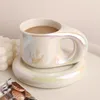 Cups Saucers Personalized Fat Cup Creative Pearl Color Ceramic Mug Office Breakfast Milk Coffee Tea Cute Couple Drinking