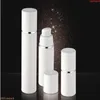 15 ml 30 ml 50 ml Pure White Cylindrical Silver Edge Cosmetic Packing Containrar Plastic Emulsion Airless Pump Bottle#213Goods Jxveb