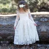 Flickaklänningar spetspärlor Applique ärmlös blomma för bröllop pärlbälte tillfälle klänning första nattvardsfest