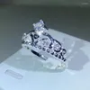 Clusterringe 925 Sterling Silber Zartes kleiner Kronen -Zirkon -Ring für Damen Geburtstagsfeier Juwely Geschenkgroßhandel Großhandel