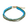 Anklets Natasha Summer Ethnic Style Peacock Blue Braided Anklet Women okrągły skorupa Tassel wisior dziewczęta plażowa dekoracja nóg